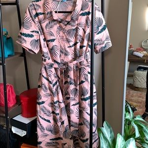 Boden pink Palm printed dress